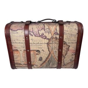✨Host Pick✨ Vintage Wooden World Map Retro Decorative Suitcase